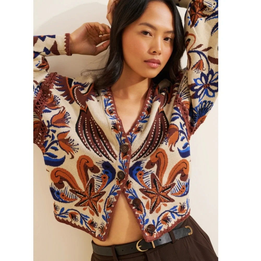 FARM Rio Sand Nature Land Cardigan Size XS NWT - Picture 15 of 16